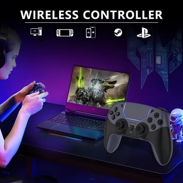 Trådløs Controller Kompatibel med PS5 & PS5 Slim – Programmerbare Knapper, 1000mAh, USB-C