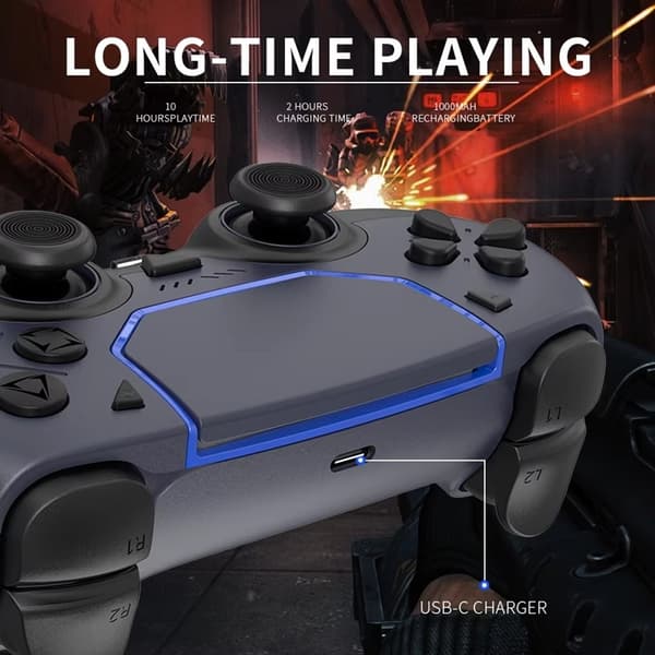 Trådlös Handkontroll Kompatibel med PS5 & PS5 Slim – Programmerbara Knappar, 1000mAh, USB-C