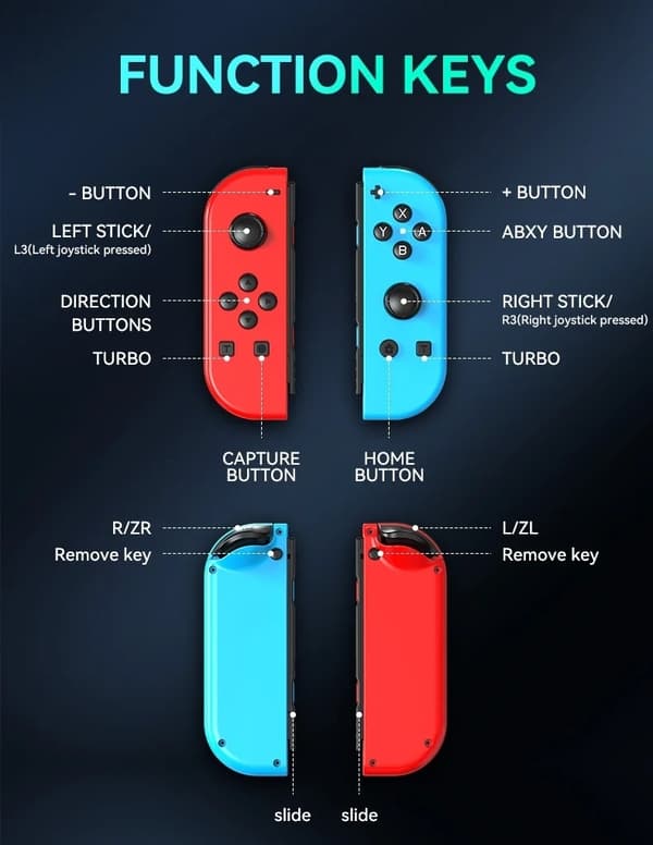 Håndkontrol LED-kompatibel med Joy Con Nintendo Switch