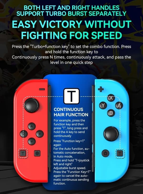 Håndkontrol LED-kompatibel med Joy Con Nintendo Switch