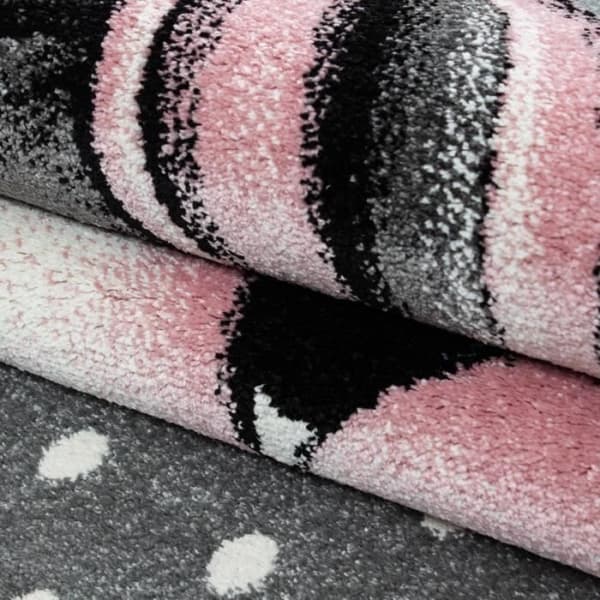 Teppe - AYYILDIZ - Enhörning - Grå-Vit-Rosa - 120x170 cm - Barn - Rektangulär