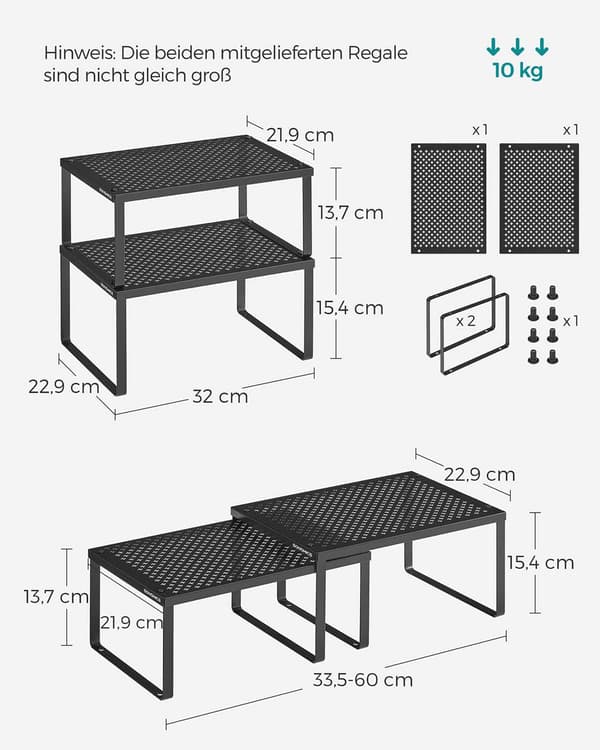 Kryddställ set med 4 expanderbara och stapelbara bläcksvarta