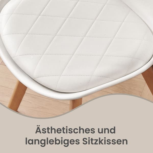 Matstolar - Set om 4 - PU-läder - Bokben - Vit