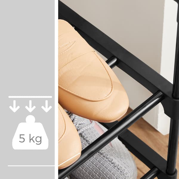 Skohylde - 3 niveauer - Metalstel - Sort