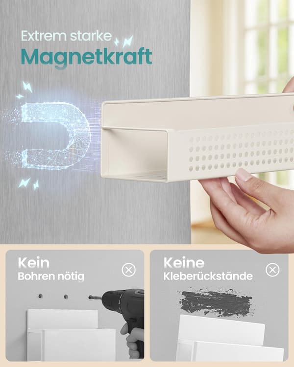 Kryddställset - magnetiskt och utan borrning - krämvit