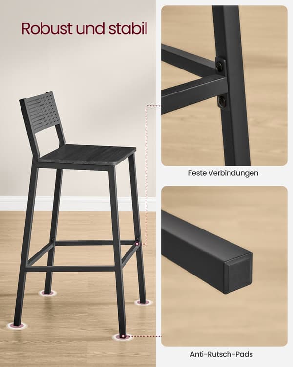 Barstolar - industridesign - set om 2 - antracitsvart