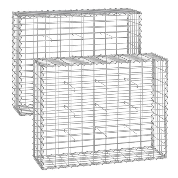 Set med 2 gabioner - 100 x 80 x 30 cm - silver