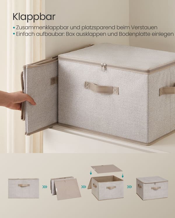Förvaringslåda med lock set om 3 sandbeige