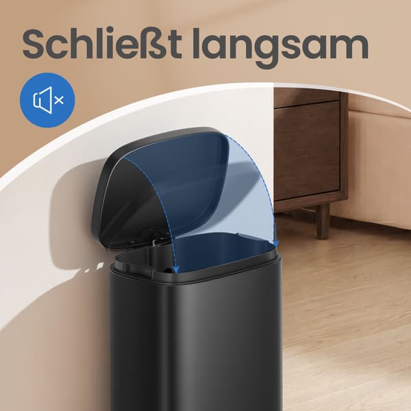 Pedalspand - 12 liter - softclose-låg - Stål - Sort