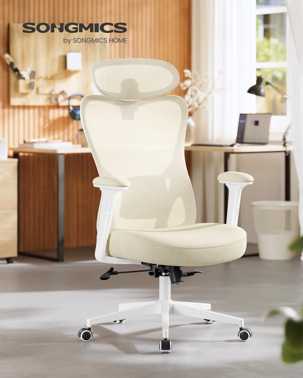 Ergonomisk kontorsstol - 1 styck - justerbart stöd - sandbeige