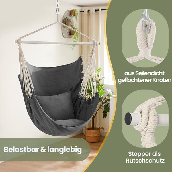 Riipputuoli - Boho-tyyli, 2 tyynyä - Liuskekivenharmaa