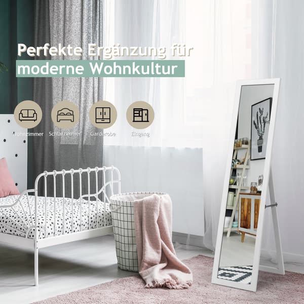 i - fullängdsspegel Hellängdsspegel med träram - 2 1 37 x 155 cm - Vit