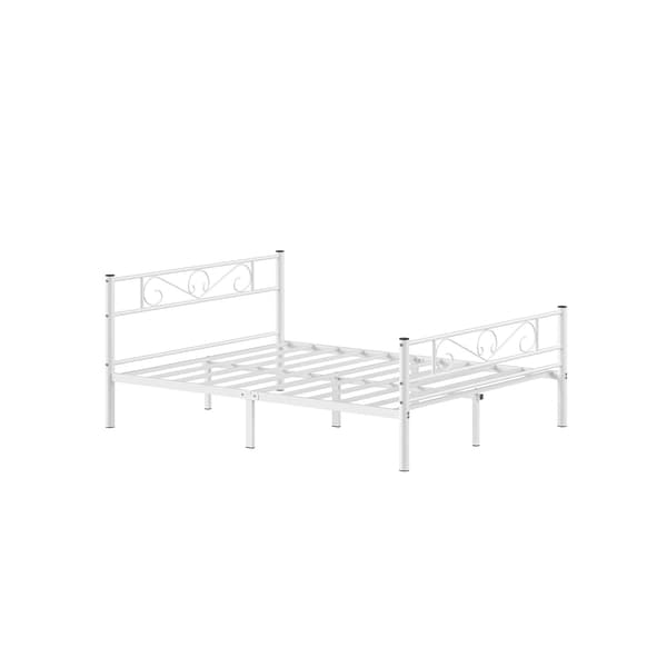 Sängram - enkel - metall - vit