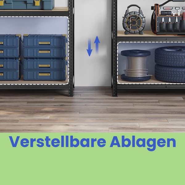 Opbevaringshylde - Tung og robust - Stål - Sort