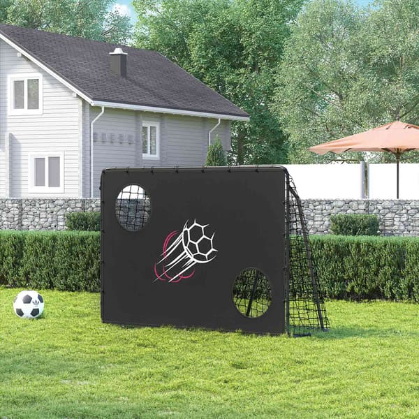 Fodboldmål med målvæg til børn - Metalramme - Sort