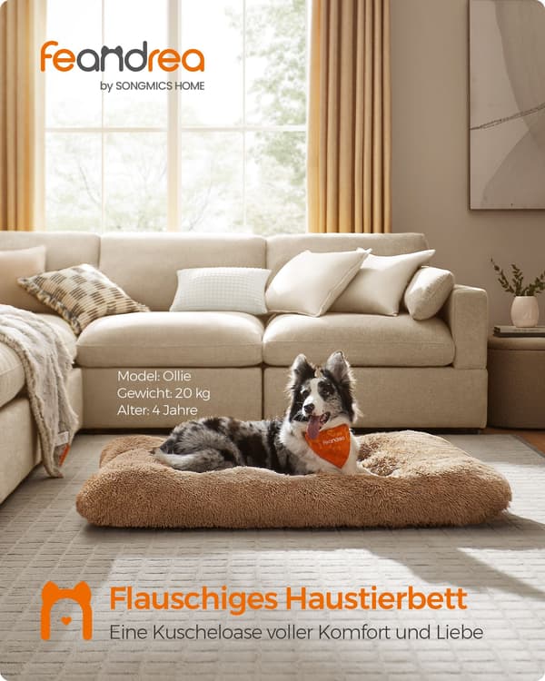 Hundeseng - blødt fyld - kamelbrun