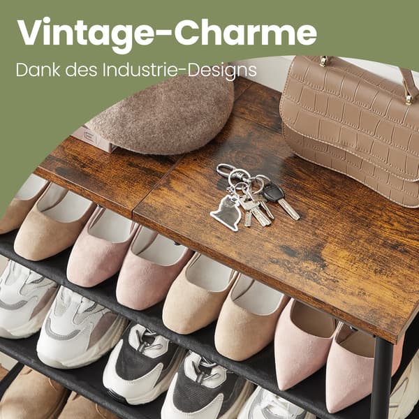 Skohylde - Pladsbesparende design - Brun-sort