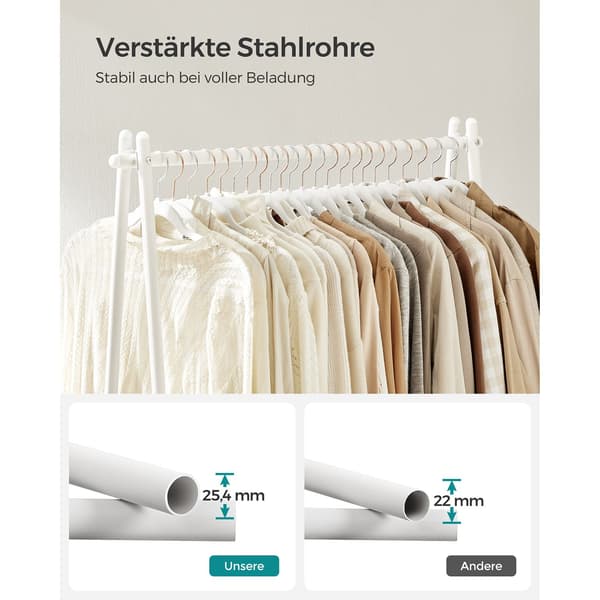 Klädställning - med hyllplan - stål - vit