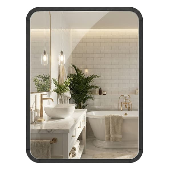 Väggspegel - Rektangulär - Aluminiumram - 40 x 30 cm - Svart