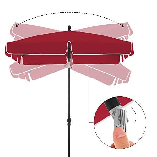 Rektangulær parasol - Justerbar og robust - Rød
