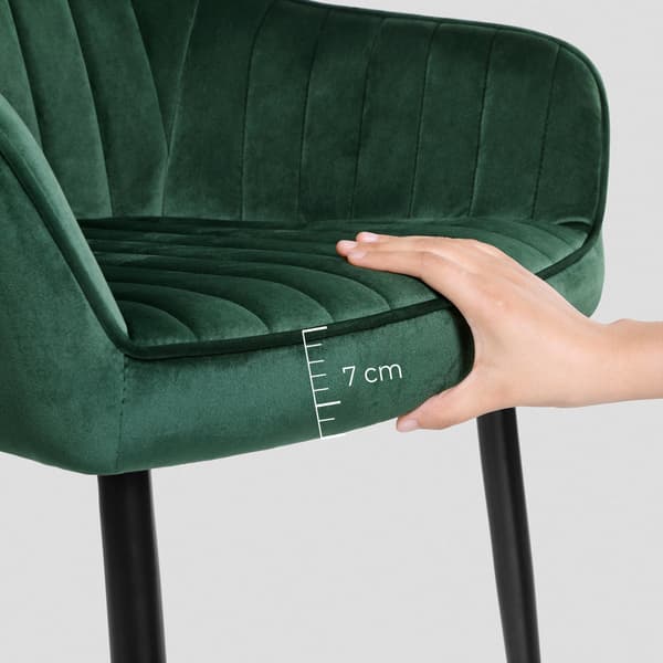 Klädd stol - Ergonomisk design - Samt - Grön