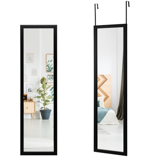Rektangulär - hellängdsspegel med hängkrok för dörr - 33 x 119 cm - Svart