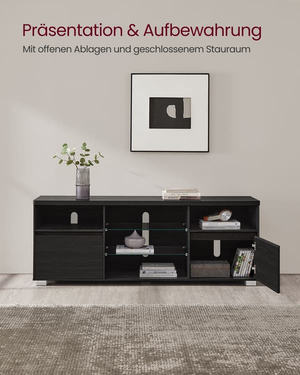 TV-bord med LED-belysning til 70 tommer - sort