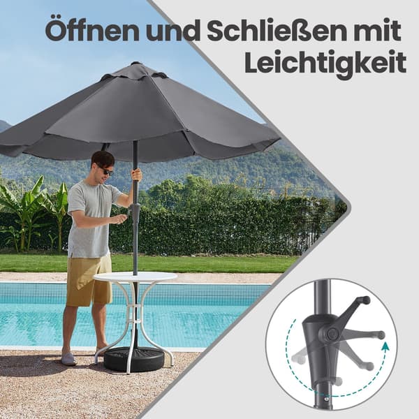 Parasol - 300 cm med UPF 50+ beskyttelse - Grå