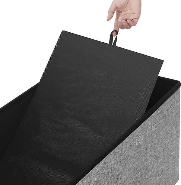 Bænk med opbevaring - Sammenklappelig - Lysegrå