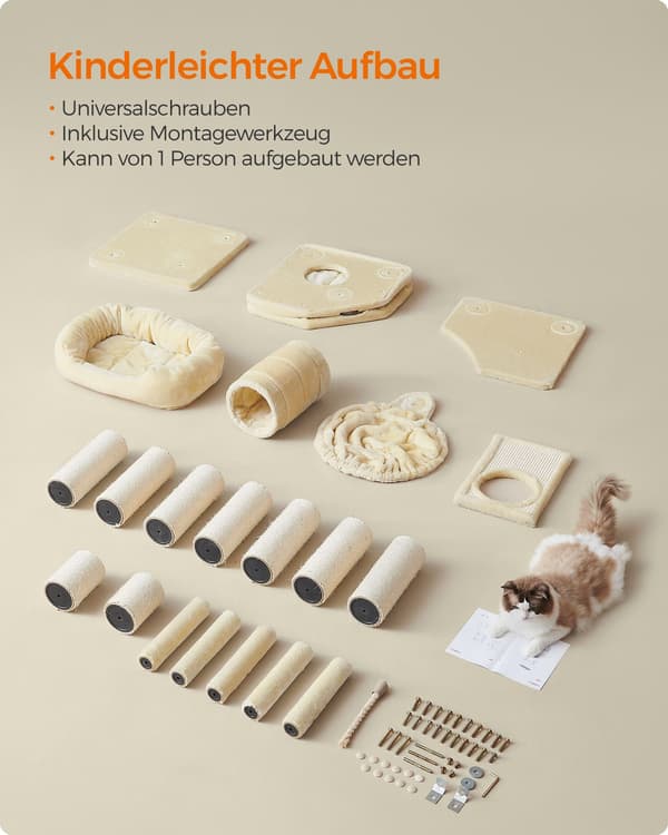 Raapimispuu - luolilla - 50 x 50 x 141 cm - beige