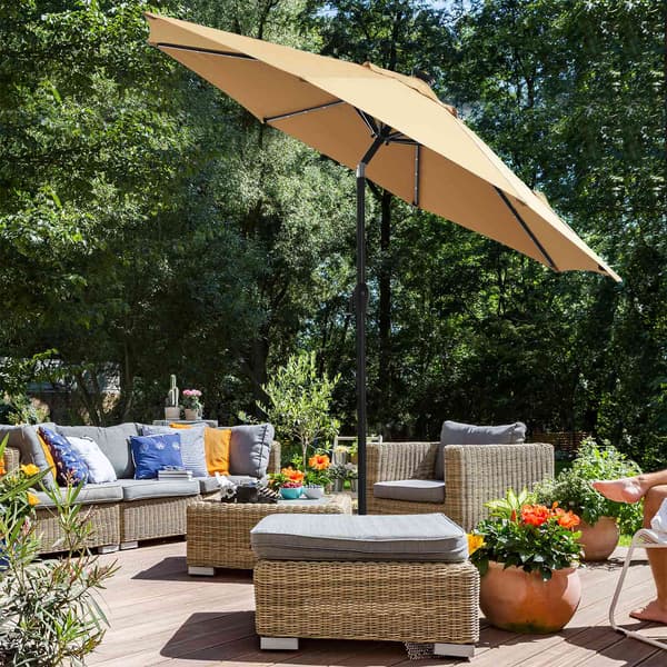 Parasol med LED-belysning - Taupe