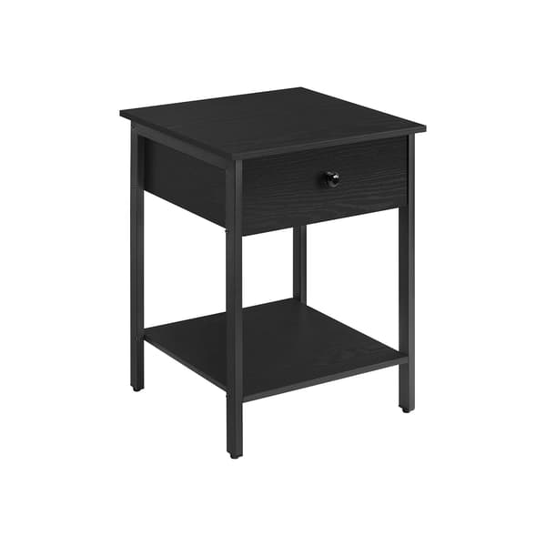 Sidebord med skuffe og hylde - spånplade og stål - sort