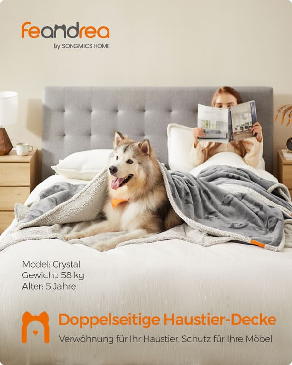 Hundfilt - för extra stora hundar - Sherpa - grå