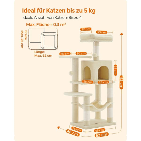 Kradsetræ - med platforme og hængekøje - beige