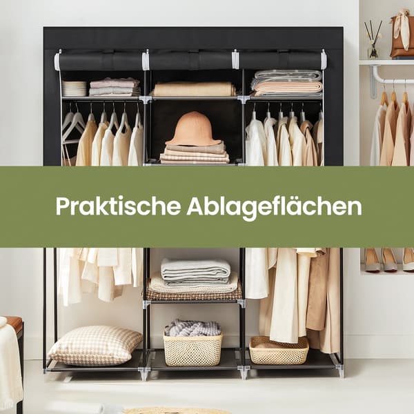 Garderobe - Pladsbesparende - 175 x 150 cm - Sort