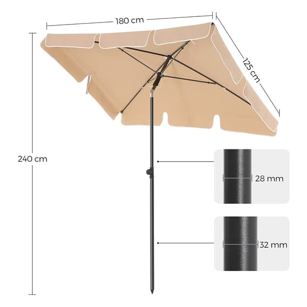 Rektangulær balkonparasol - vipbar - taupe