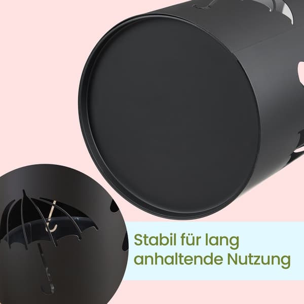 Paraplystativ - Rundt design - Stål - Sort