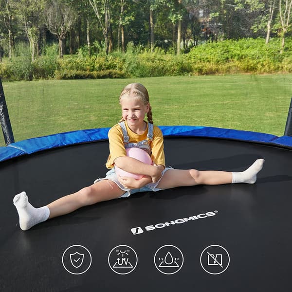 Trampolin - Med skyddsnät och stege - Mörkblå