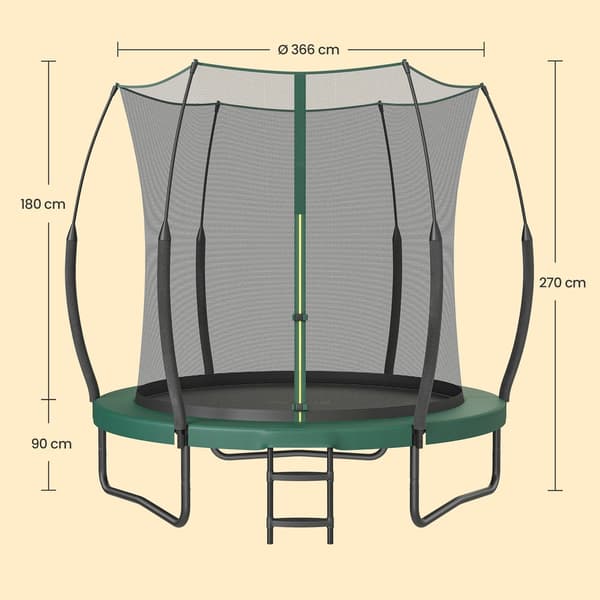 Oppustelig trampolin - Ø 305 cm - Udendørstrampolin til børn - Elastikreb