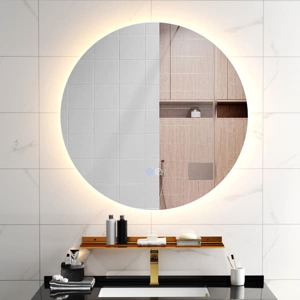 Rund - Badrumsspegel med Belysning och Touch Switch Minnesfunktion Väggspegel - Ø 60 cm - Silver
