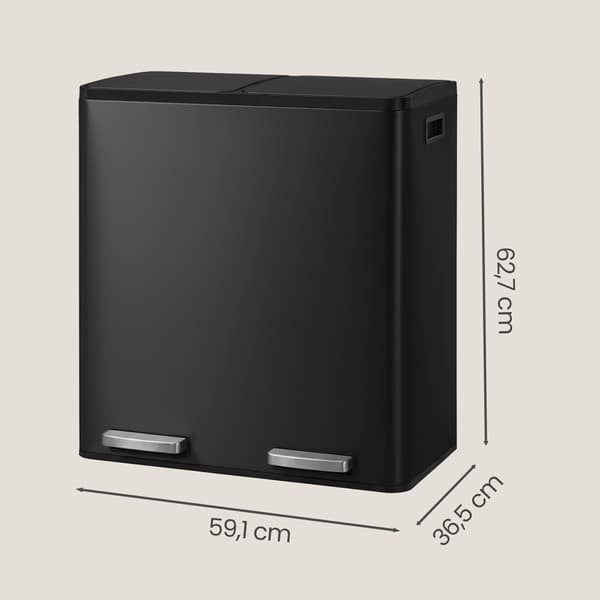 Pedalspand - 2 x 30 liter - softclose-låg - Stål - Sort