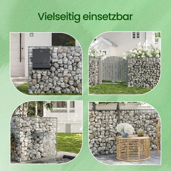 Gabion - Metallkorg med sten - Silver