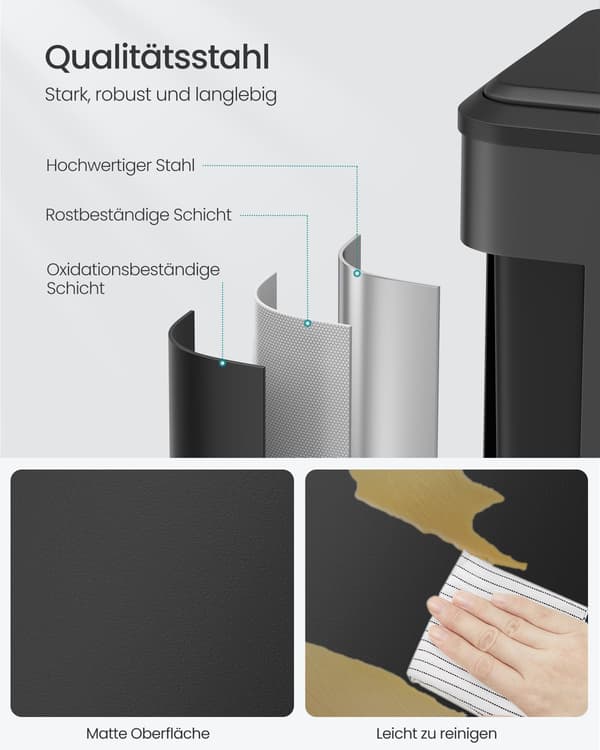 Avfallssorteringssystem - 2 x 15 l - Stål - Bläcksvart
