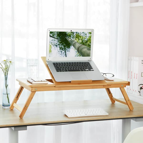 Laptopbord - justerbart och hopfällbart - bambu - naturfärgad