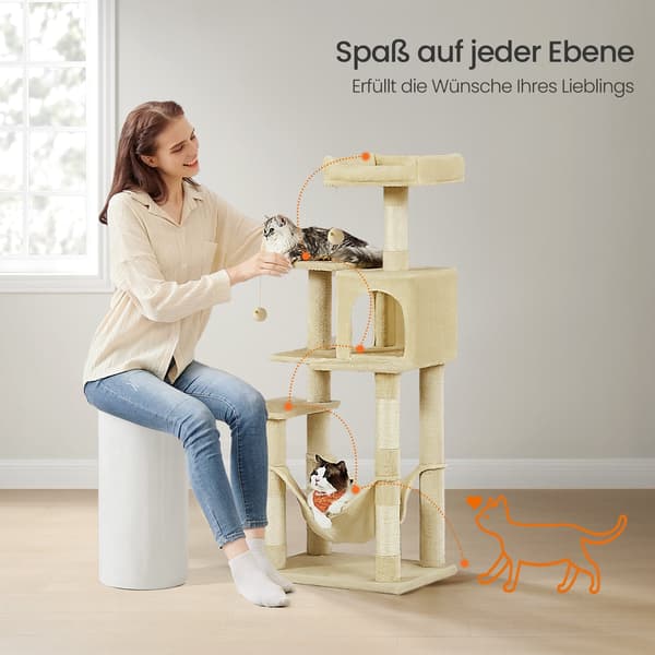 Kradsetræ til katte - flere niveauer - grå og beige