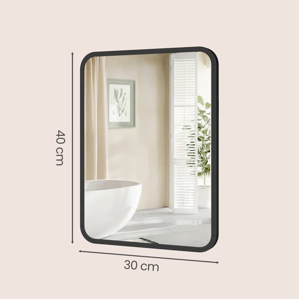 Väggspegel - Rektangulär - Aluminiumram - 40 x 30 cm - Svart
