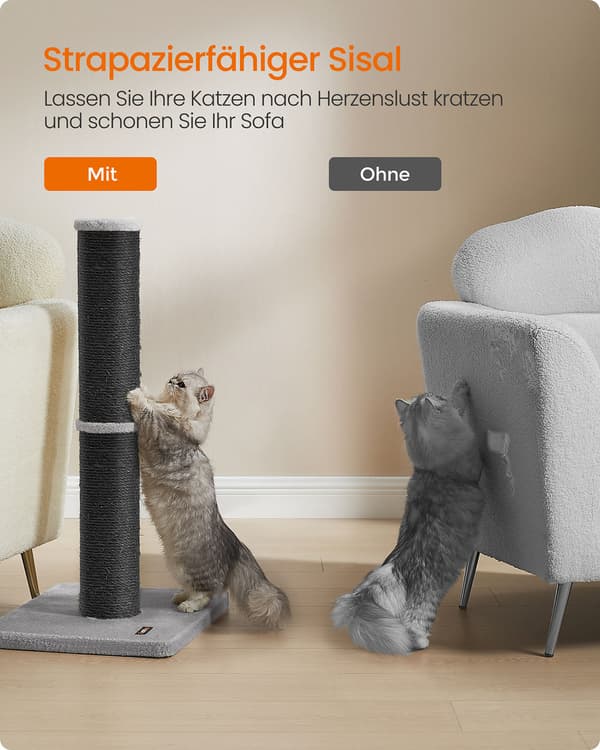 Raapimispuu 85 cm - Pehmoleikkipallo ja kello - Musteenmusta