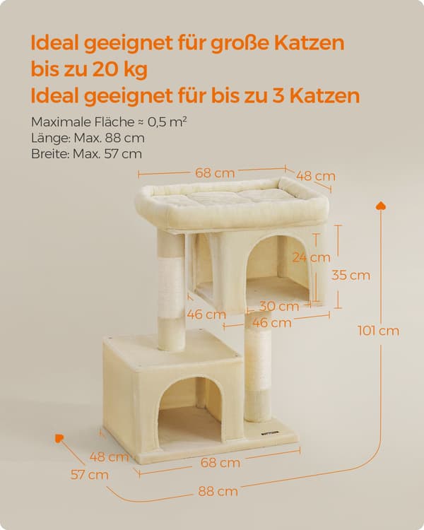 Kradsetræ XL - stor platform - beige