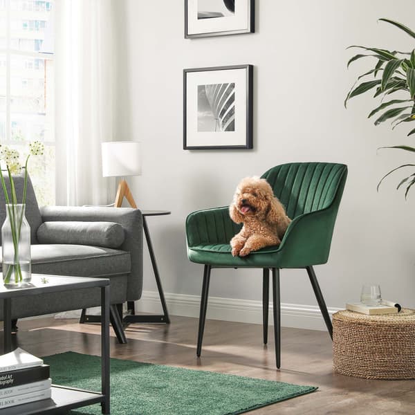 Polstret stol - Ergonomisk design - Samt - Grøn