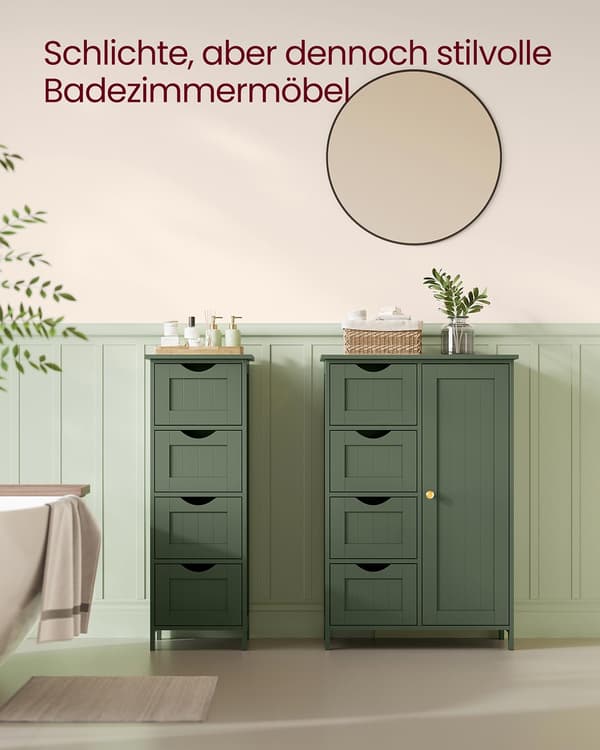 Badrumsskåp med 4 lådor - Kompakt design - Skogsgrön